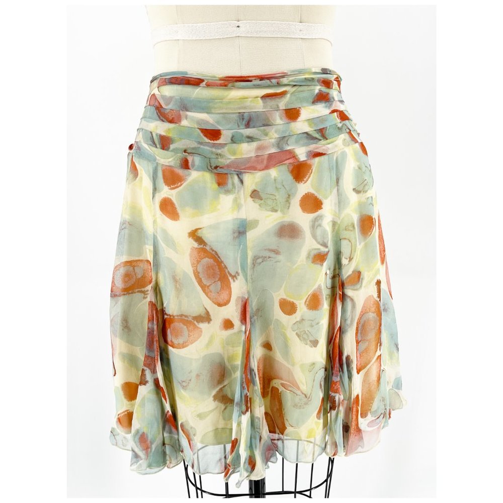 DIANE VON FURSTENBERG GEOMETRIC WATERCOLOR SILK PRINT SKIRT~4